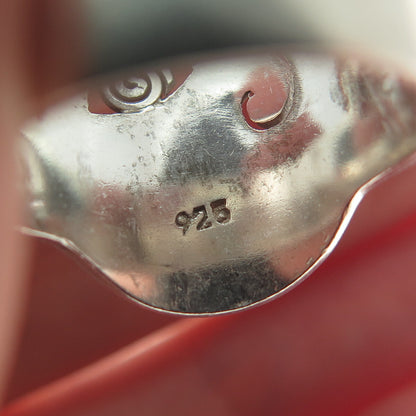925 Sterling Silver Vintage Modernist Rose Flower Spiral Ring Size 7