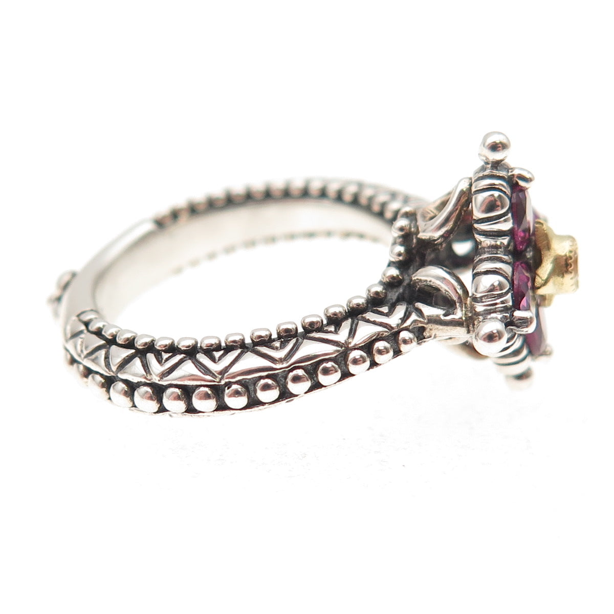 Barbara Bixby 925 Sterling 18K Gold Real Amethyst & White Topaz Ring Size 5.25