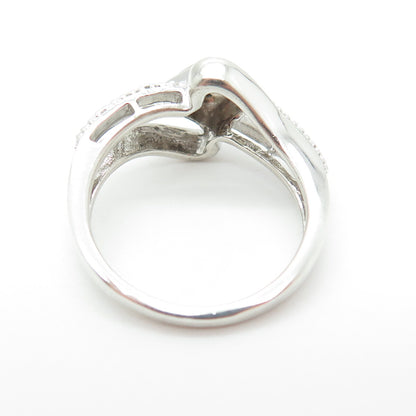 JANE SEYMOUR 925 Sterling Silver Real Blue & White Diamond Bypass Ring Size 6.5