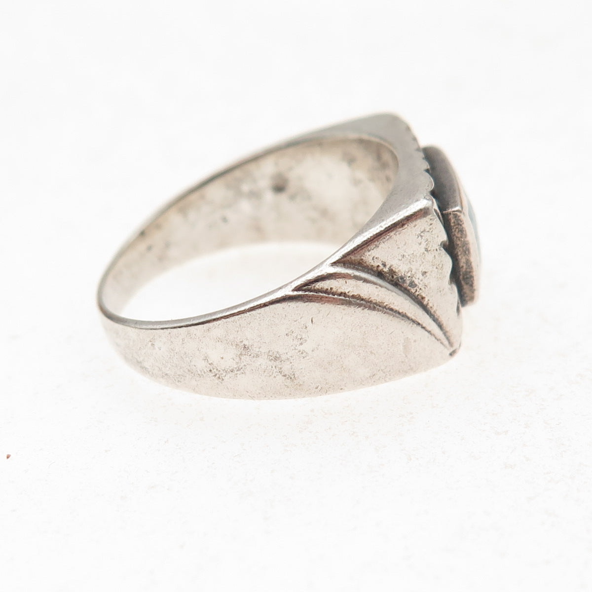 925 Sterling Silver Vintage Southwestern Turquoise Tribal Ring Size 8.5