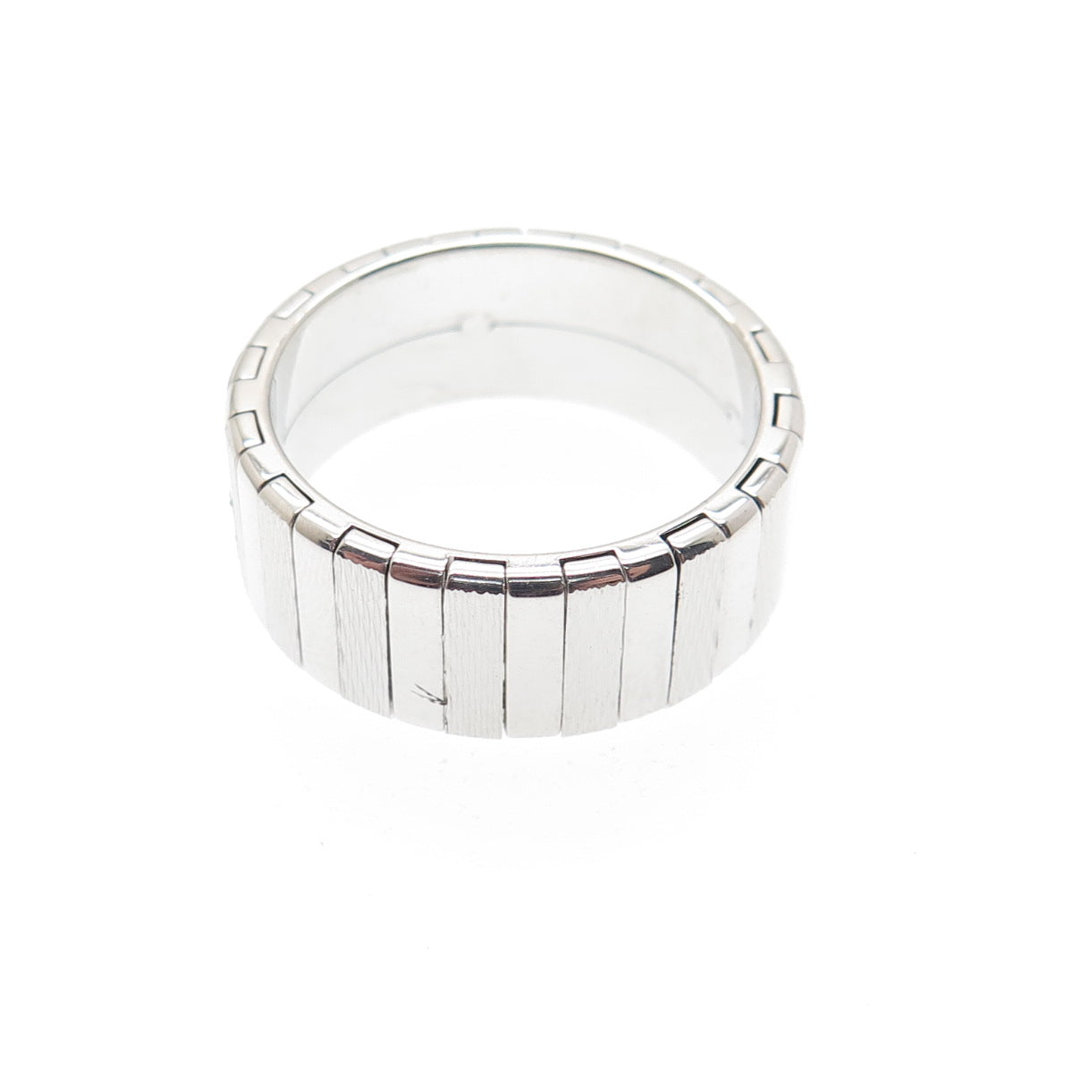 NEOS 925 Sterling Silver Textured Ribbed Band Ring Size 7.75
