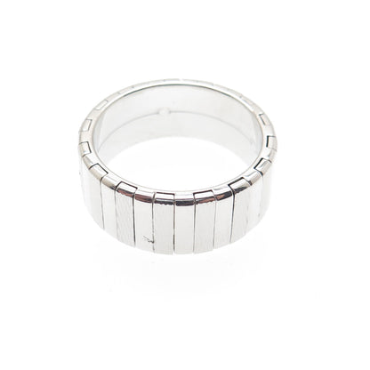 NEOS 925 Sterling Silver Textured Ribbed Band Ring Size 7.75