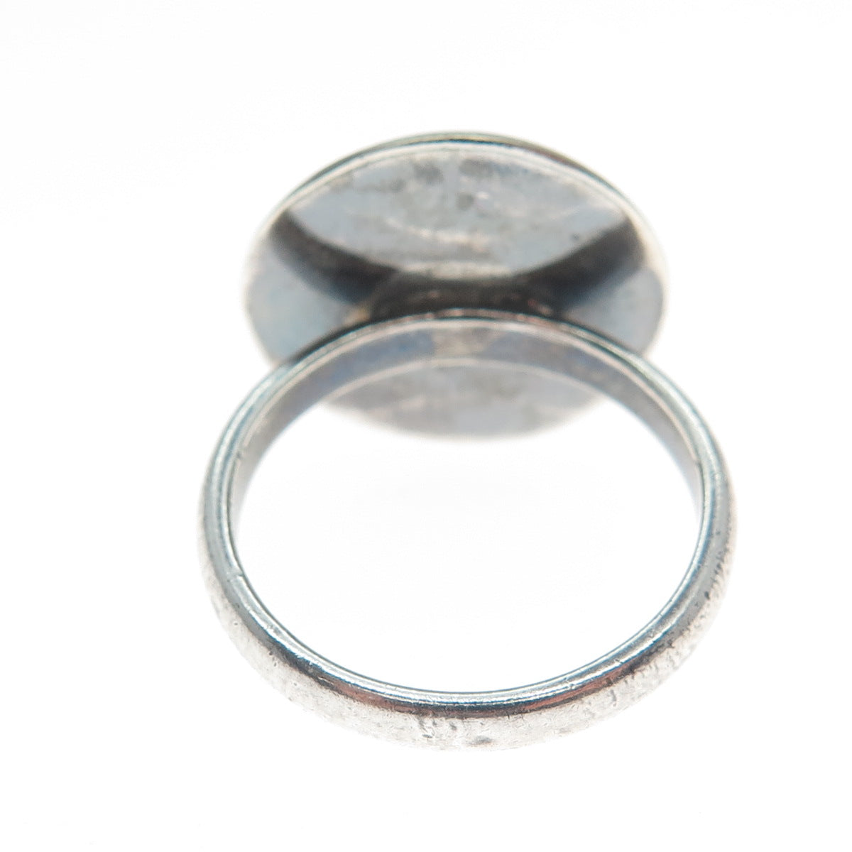 Old Pawn Sterling Silver Black Onyx Snake Eye Shadow Box Tribal Ring Size 7.25