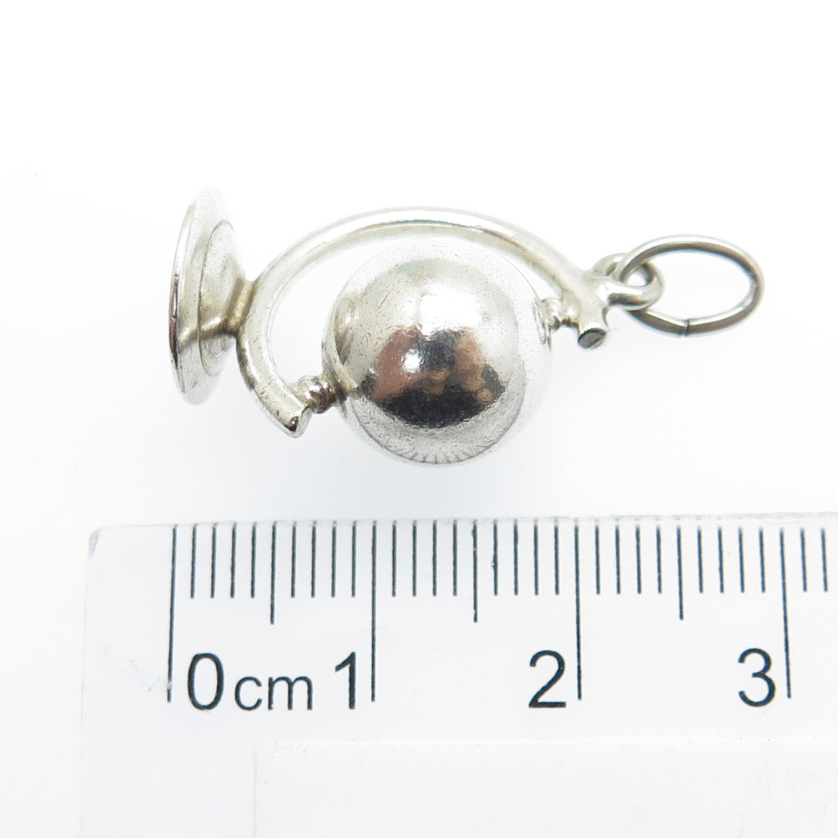 925 Sterling Silver Vintage Globe 3D Pendant