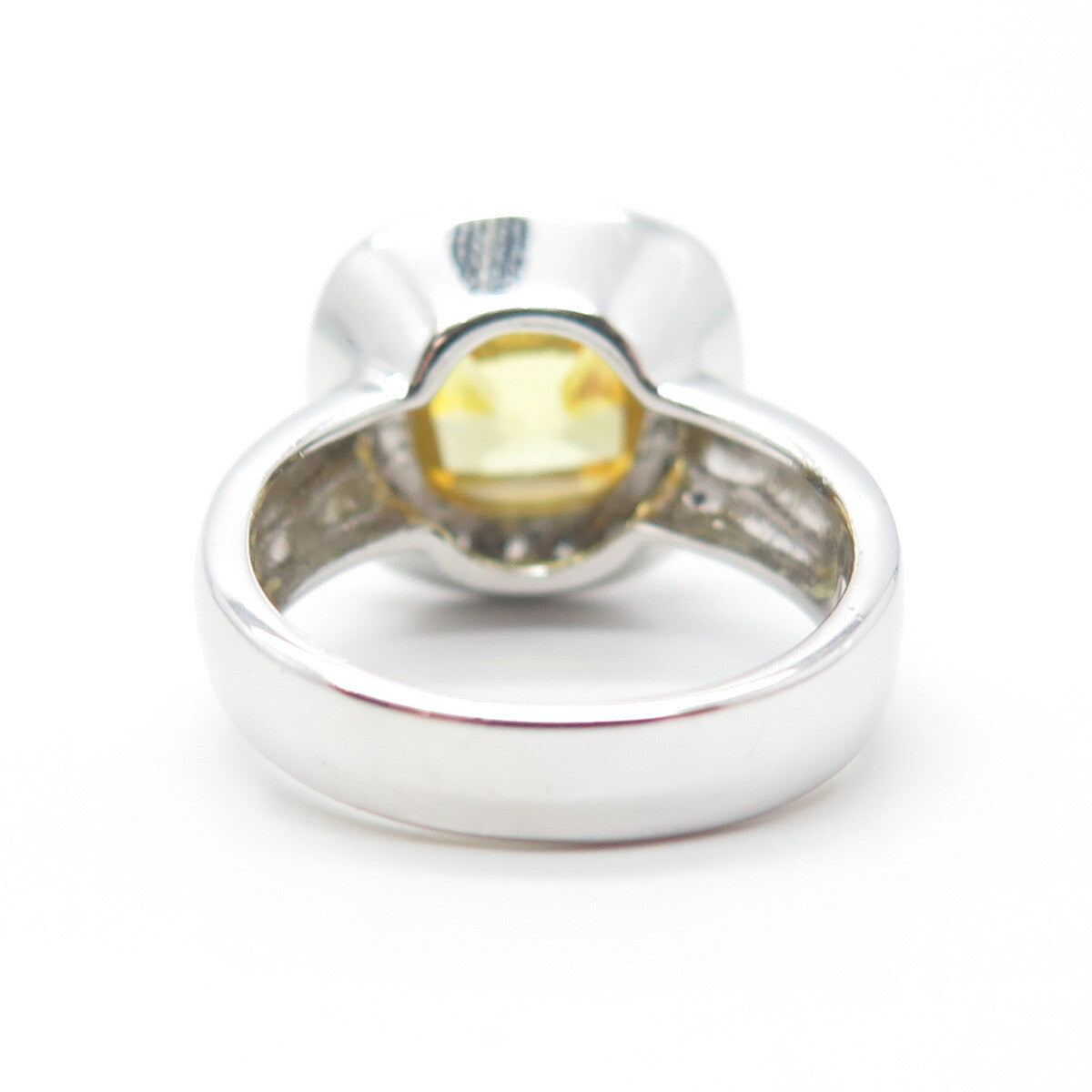 925 Sterling Silver Cushion-Cut Yellow & White C Z Engagement Ring Size 7.25