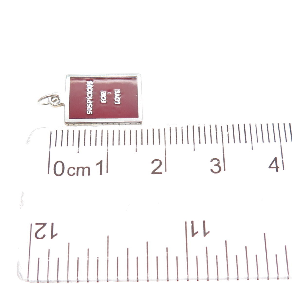 925 Sterling Silver Red Enamel Suspicious For Love Minimalist Charm Pendant
