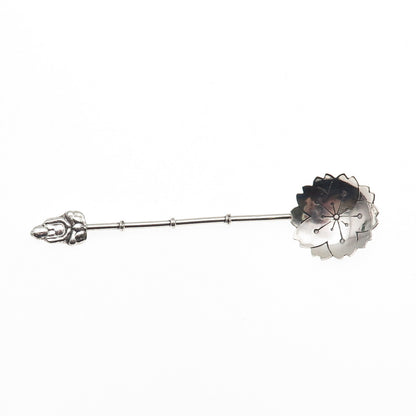 950 Silver Antique Japan Buddha Bamboo Coffee Spoon