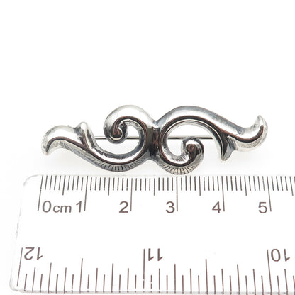 Old Pawn 925 Sterling Silver Vintage Southwestern Swirl Oxidized Tribal Brooch