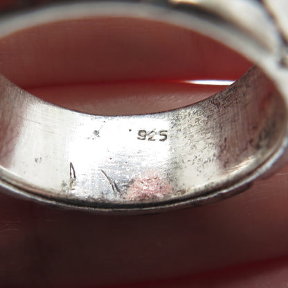 925 Sterling Silver Vintage Cracked Desert Oxidized Band Ring Size 10
