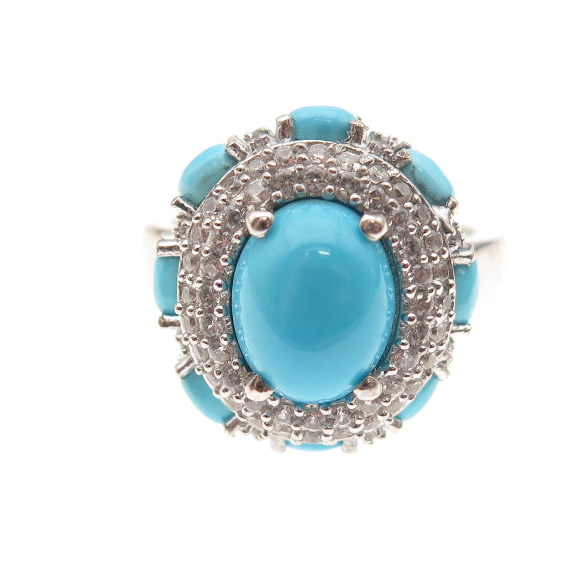 Chuck Clemency Sterling Silver Real Sleeping Beauty Turquoise Topaz Ring Size 8