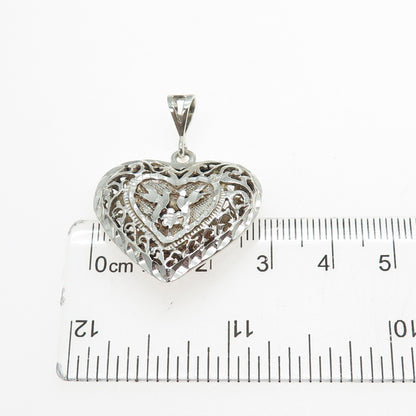 CHAPAL ZENRAY 925 Sterling Silver Vintage Ornate Heart Charm Pendant