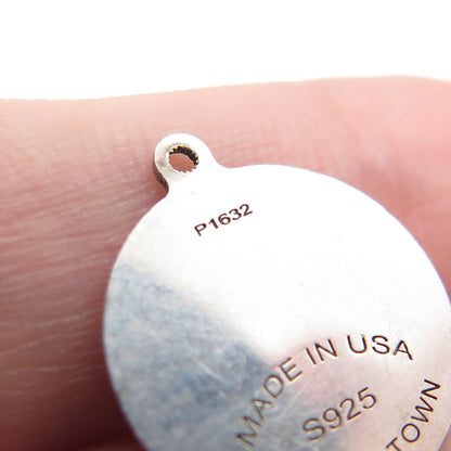 TWO IN TOWN 925 Sterling Silver Engraved Dog Round Tag Minimalist Charm Pendant