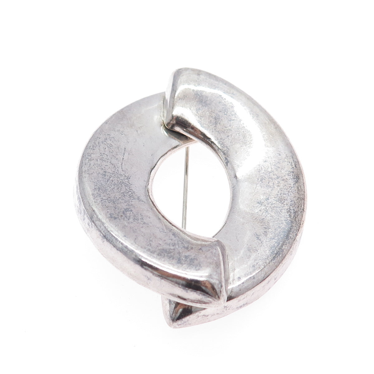 925 Sterling Silver Vintage Mexico Modernist Oxidized Pin Brooch