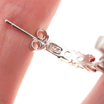 Ken Crafts 925 Sterling Vintage Topaz Amethyst Garnet Citrine & Peridot Earrings