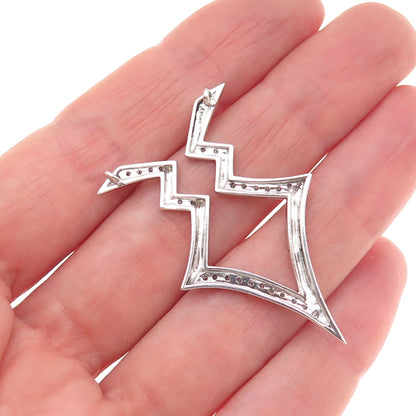 925 Sterling Silver Real Round-Cut Diamond Arrow Centerpiece Charm Pendant