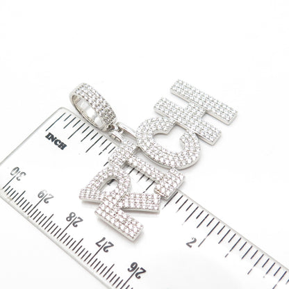 925 Sterling Silver Olivia Ice Pave C Z "Rich" Pendant