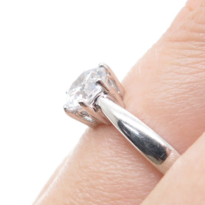 925 Sterling Silver Round-Cut C Z Engagement Ring Size 7.25