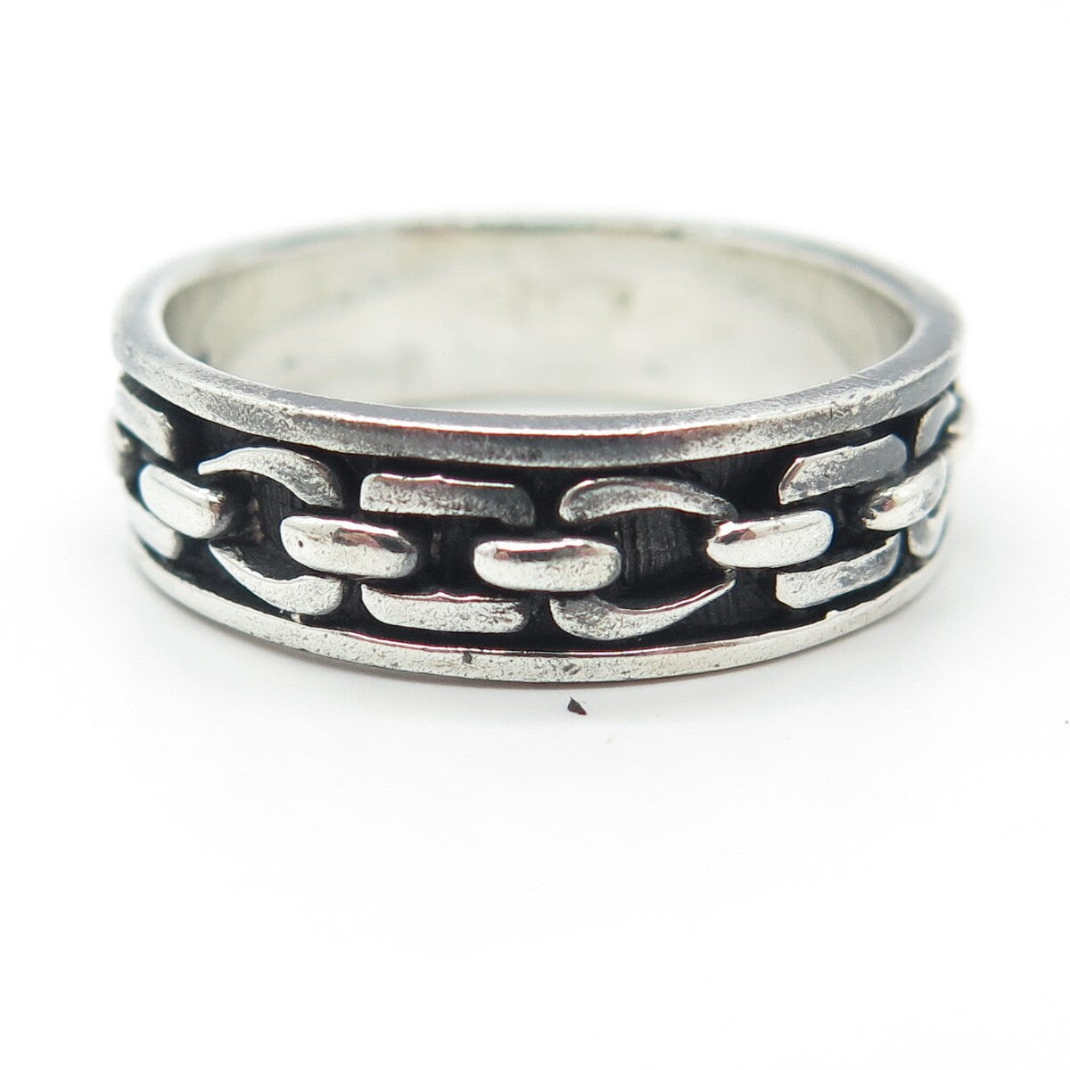 925 Sterling Silver Vintage Chain Band Ring Size 13.25