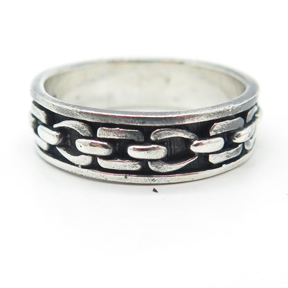 925 Sterling Silver Vintage Chain Band Ring Size 13.25