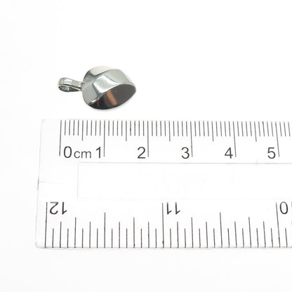925 Sterling Silver Vintage Modernist Heart Minimalist Charm Pendant