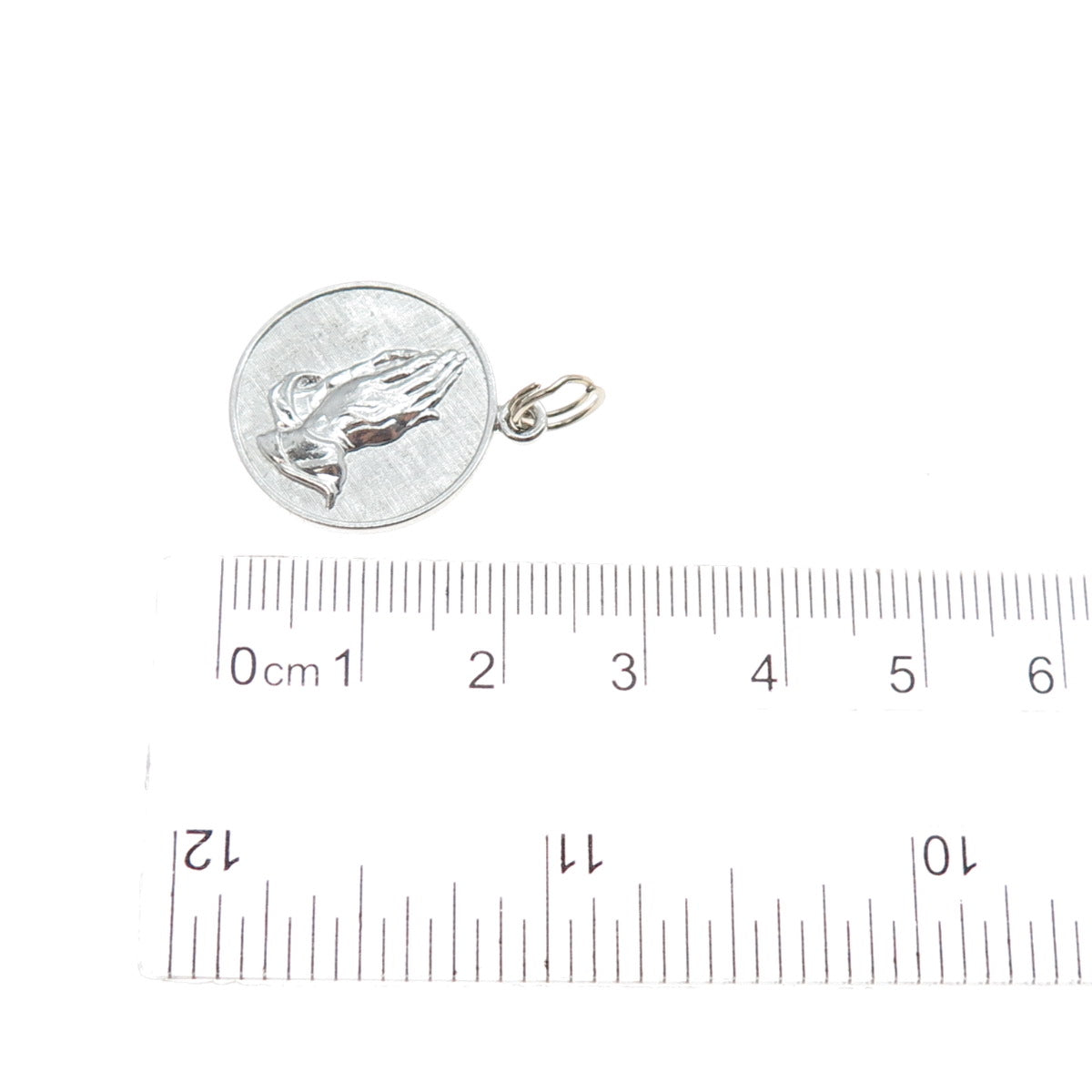 WELLS 925 Sterling Silver Vintage Prayer Hands Religious Charm Pendant