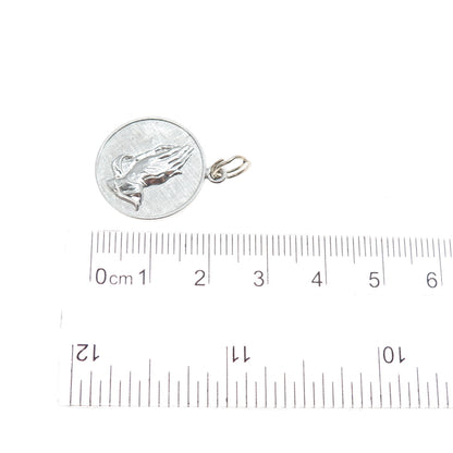 WELLS 925 Sterling Silver Vintage Prayer Hands Religious Charm Pendant
