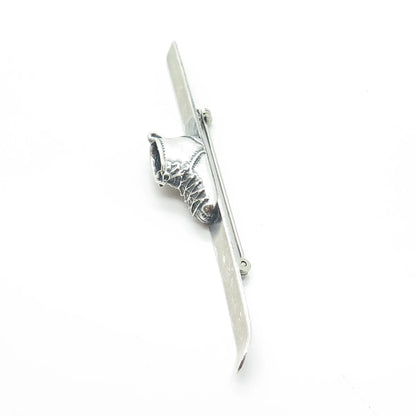 925 Sterling Silver Vintage BEAU Ski & Boot Pin Brooch