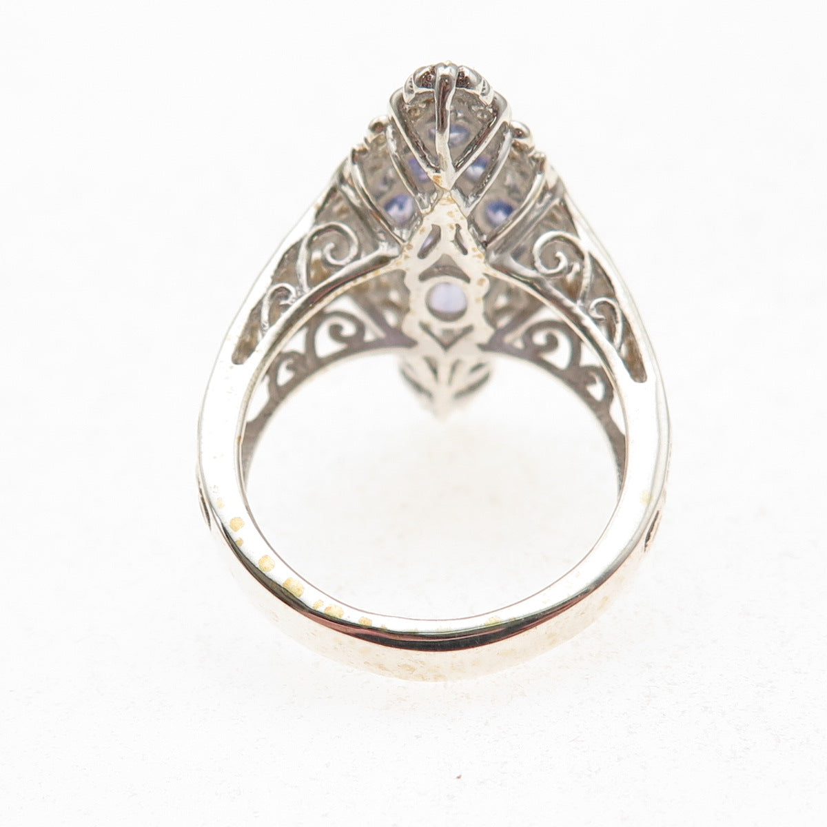 Chuck Clemency 925 Sterling Silver Real Tanzanite Floral Ring Size 8.25