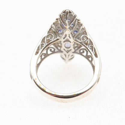 Chuck Clemency 925 Sterling Silver Real Tanzanite Floral Ring Size 8.25