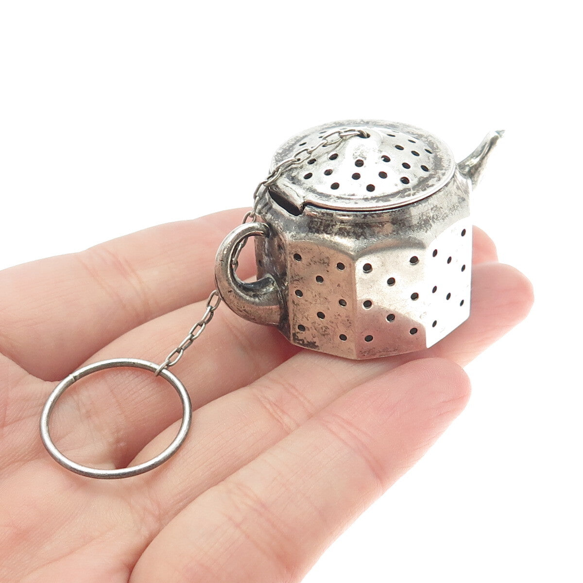 AMCRAFT Attleboro Mass 925 Sterling Silver Antique Teapot Tea Diffuser Strainer