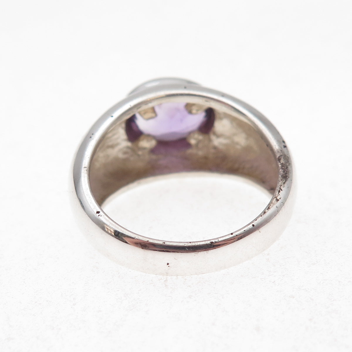 Chapal Zenray 925 Sterling Silver Vintage Real Amethyst Modernist Ring Size 9