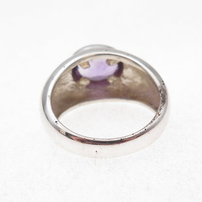 Chapal Zenray 925 Sterling Silver Vintage Real Amethyst Modernist Ring Size 9