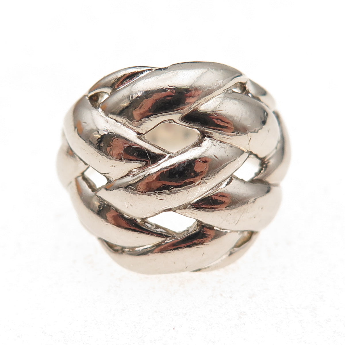 925 Sterling Silver Vintage Modernist Woven Oxidized Ring Size 7