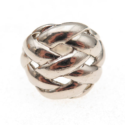 925 Sterling Silver Vintage Modernist Woven Oxidized Ring Size 7