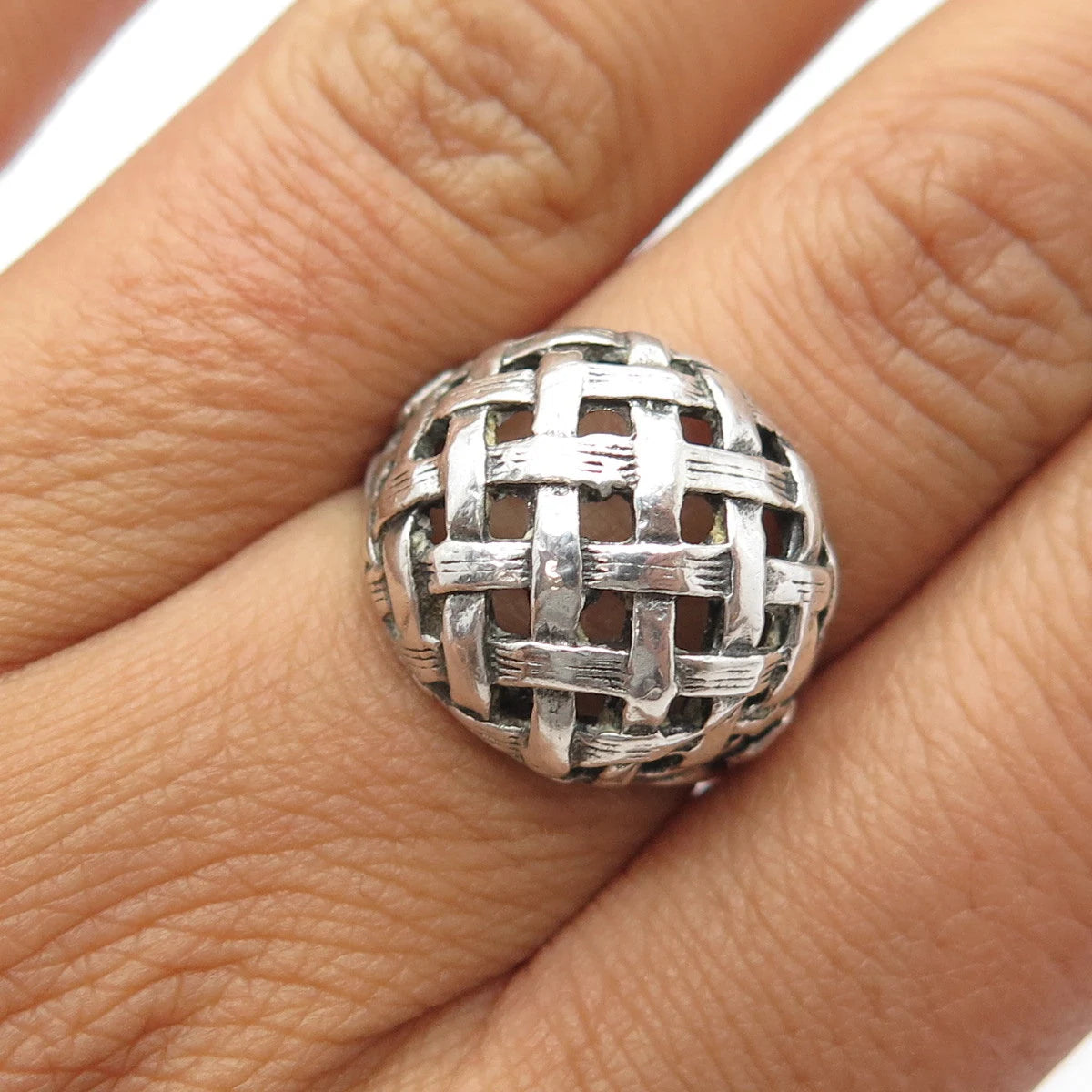 925 Sterling Silver Vintage Bell Trading Post Braided Dome Ring Size 6.5