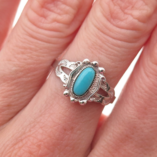 Benjamin Piaso Navajo Old Pawn 925 Sterling Silver Vintage Turquoise Ring Size 7