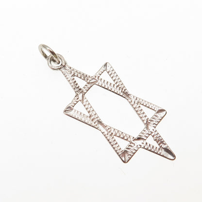 925 Sterling Silver Vintage Star of David Charm Pendant