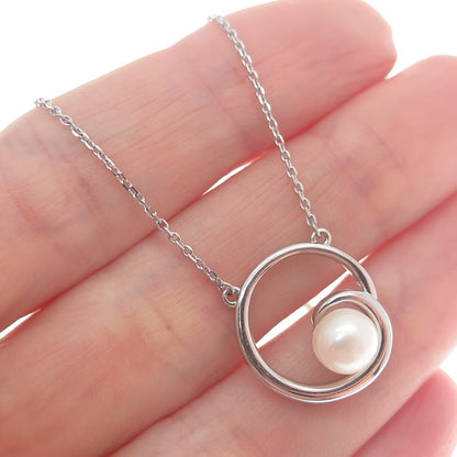 VANTEL PEARLS 925 Sterling Silver Real Pearl Cable Chain Necklace 18-20"