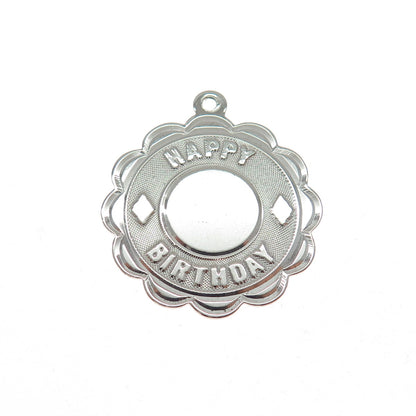 CREA 925 Sterling Silver Vintage Happy Birthday Charm Pendant