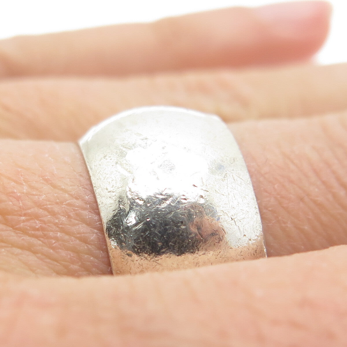 925 Sterling Silver Vintage Wide Band Ring Size 7.5