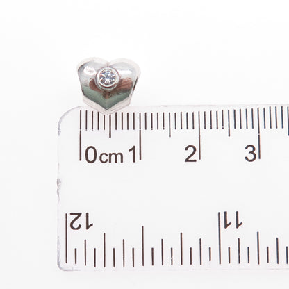 PANDORA 925 Sterling Silver Round-Cut C Z Heart Slide Bead Charm