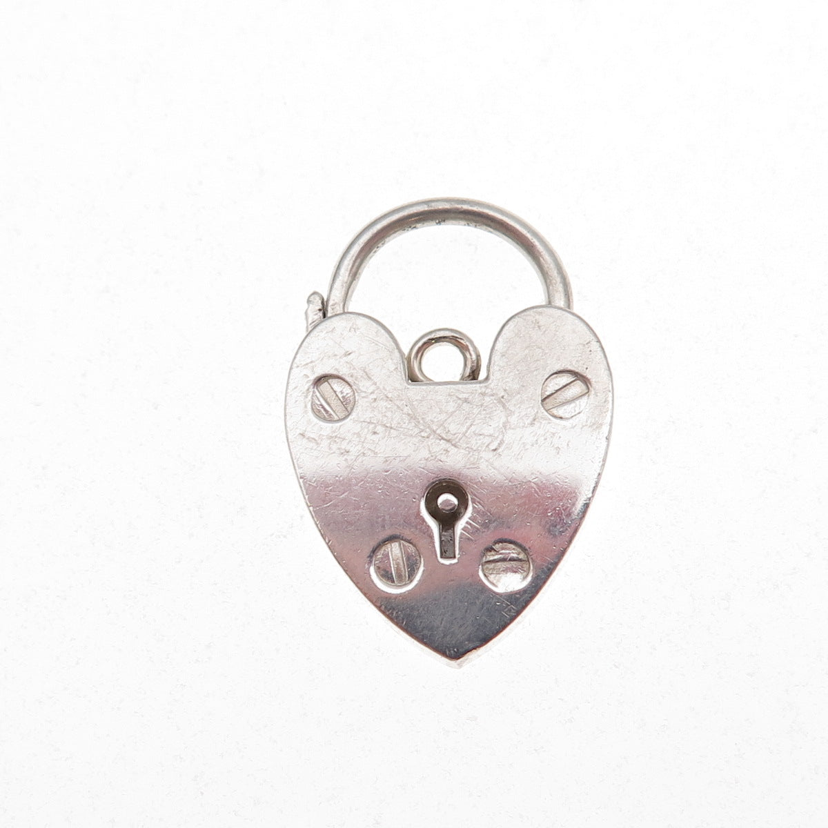925 Sterling Silver Vintage Heart Padlock Clasp Charm Pendant