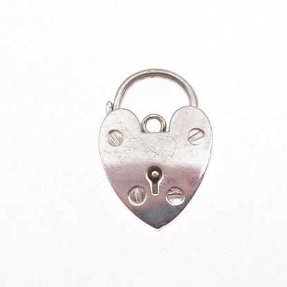 925 Sterling Silver Vintage Heart Padlock Clasp Charm Pendant