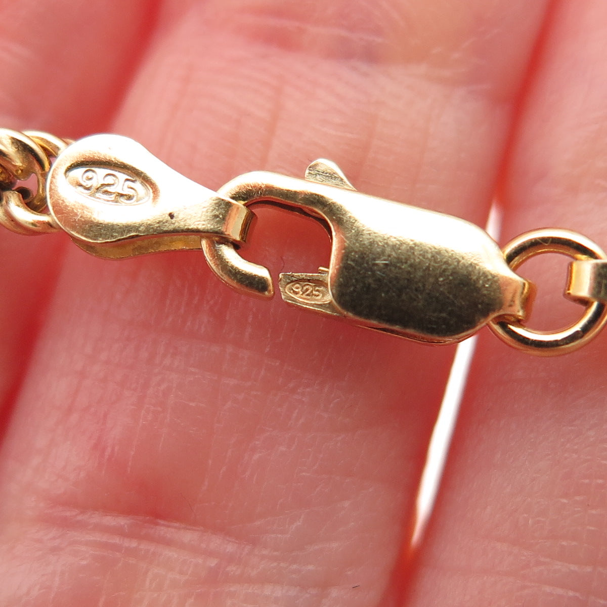 925 Sterling Silver Gold Plated Italy Twisted Rope Chain Necklace 24"