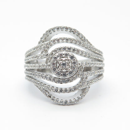 925 Sterling Silver Pave C Z Ring Size 8.25