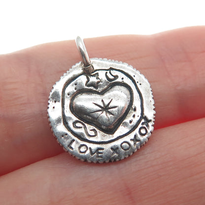 PB PAUL BRACKNA Sterling Silver Vintage Love XOXOX Oxidized Minimalist Pendant