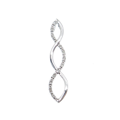 925 Sterling Silver Real Round-Cut Diamond Twisted Infinity Charm Pendant