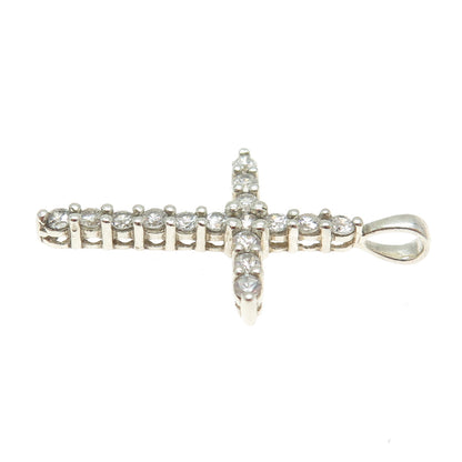 925 Sterling Silver Round-Cut Shaped C Z Cross Pendant