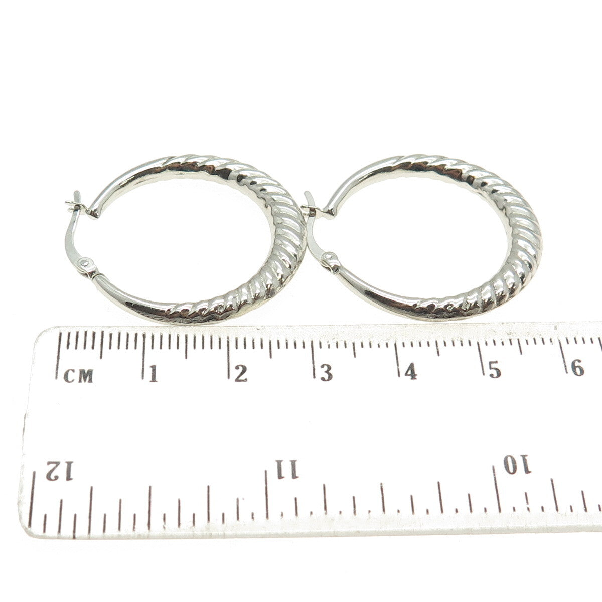 HAN 925 Sterling Silver Twisted Crescent Hoop Earrings