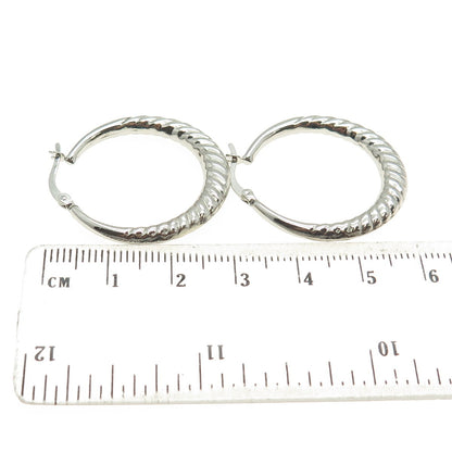 HAN 925 Sterling Silver Twisted Crescent Hoop Earrings